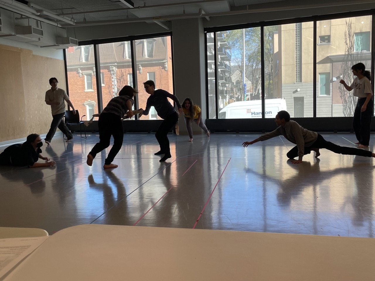 Youth running in a studio